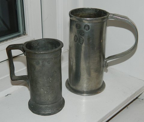 Two Danish 19th. Century cups in pewter