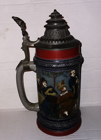 German beer mug with beer hall motif c. 1900