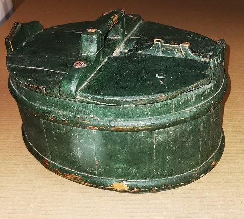 Green painted box in wood 19th. century