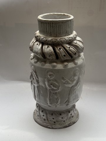 Anders Høy: Vase with a group of figures in relief on an earthenware vase
